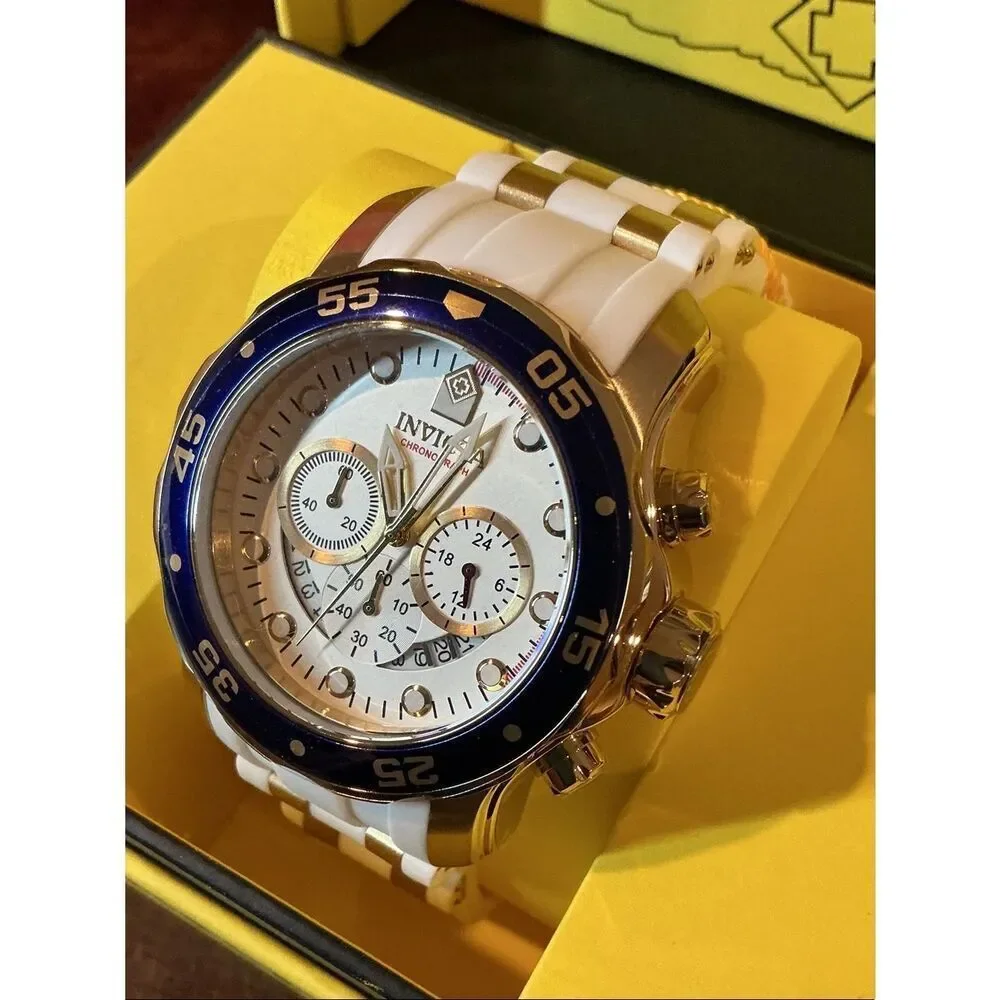 Invicta Pro Diver SCUBA Men’s Watch - White and Blue Sport Chronograph 20293